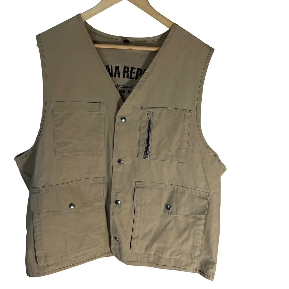 Banana Republic Heritage Expedition Utility Vest Khaki Tan Safari Graphic XL